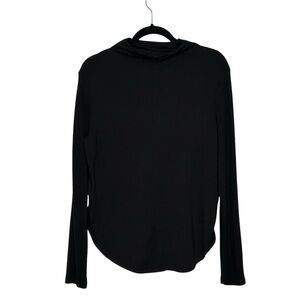Lou & Grey Black Jersey Knit Mock Neck Long Sleeve Super Soft Round Hem Top M